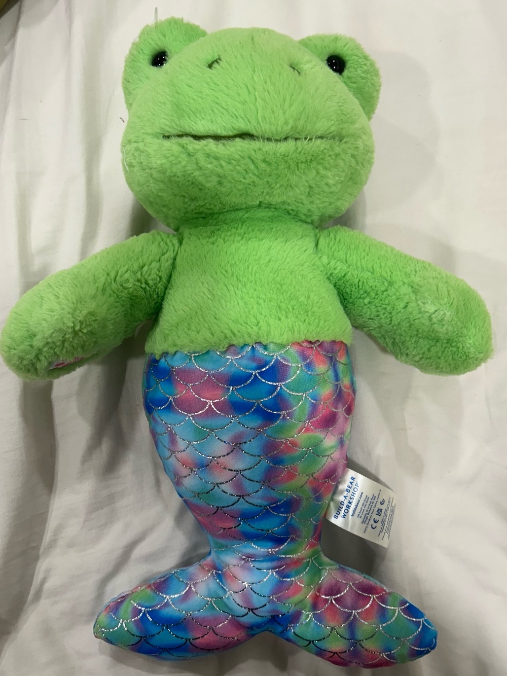 Rare Build-A-Bear Frog Mermaid Plush Rainbow Tail Stuffed Animal